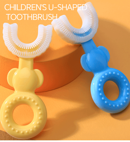 Custom SiliconeToothbrush, SOFT SAFE Silicone Bristle U Shaped Kids Brush Teeth Toothbrush