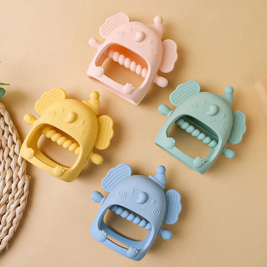 Silicone Baby Teether Toy Animal Ring Pacifier BPA Free Glove Teething Toys for Babies<br data-mce-fragment="1">