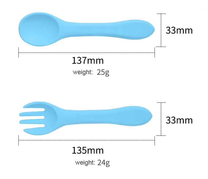 Bulk Buy Silicone Spoon, Silicone soft feeding spoon fork set