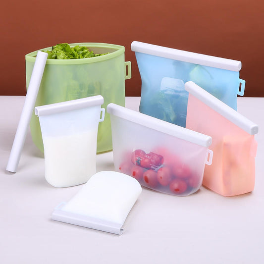 Wholesale BPA Free Reusable Waterproof Fruit Food Storage Silicone Bags 240ml 360ml 500ml 1000ml