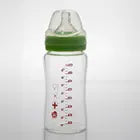 High Quality Baby Glass Feeding Bottle 240ml/8oz Wide Neck Borosilicate With Silicone Nipple Factory Manufacture