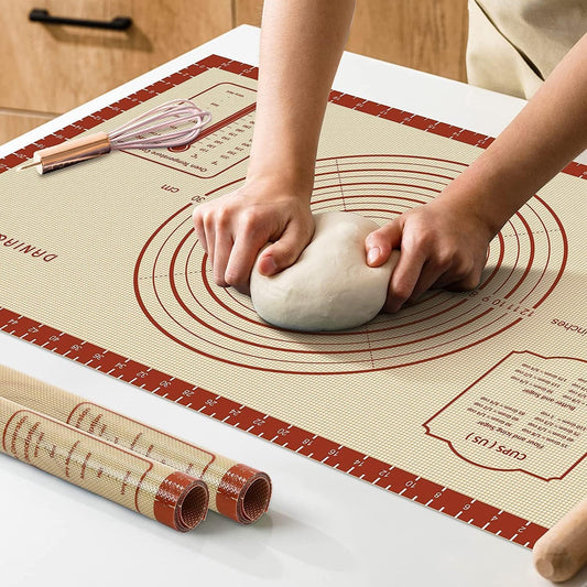 Silicone Pastry Baking Mat,Extra Thick Large Non Stick Sheet Mat with Measurement Non-slip Dough Rolling Mat
