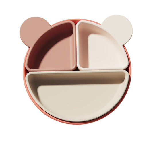 Mickey shape four in one combination of baby silicone dinner plate, customized baby feeding sets