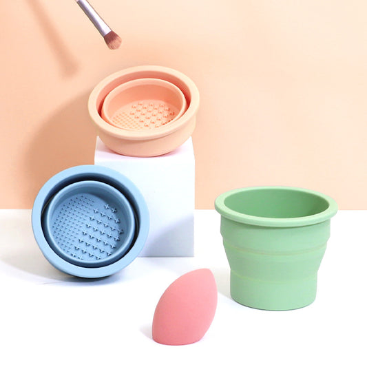 Newly upgraded makeup brush cleaner pad collapsible silicone washing bowl