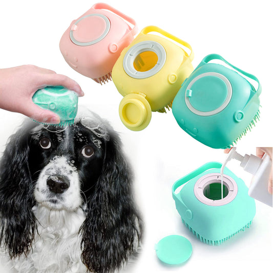 LOGO Customize Silicone Pet Brushes Bath Massage Brush Shampoo Dispenser Dog Grooming